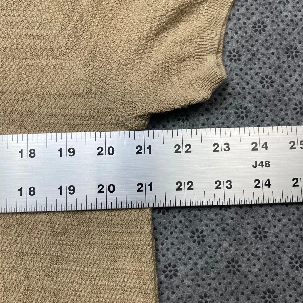 Polo Ralph Lauren Men XL Tan Cotton Linen Knit Sweater Pocket Polo Shirt